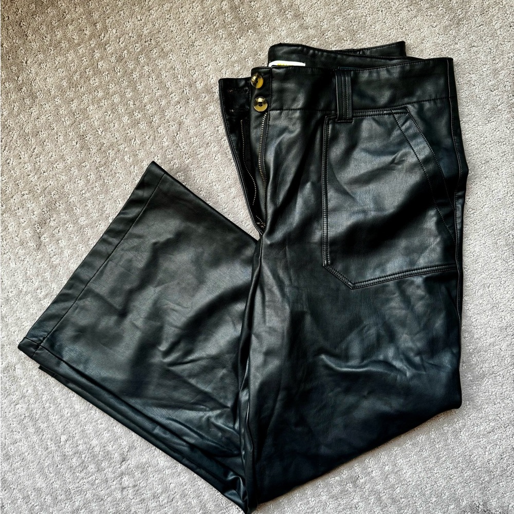 Maeve by Anthropologie - Naomi Crop Vegan Black Faux Leather Pants